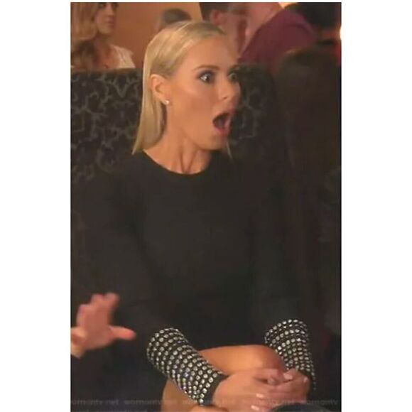 Alexander Wang Black Long Sleeve Bodycon Dress Crystal Cuffs Size L - Picture 4 of 11